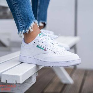 Reebok Classic Club C85 White Green AR0456 Mens Shoes